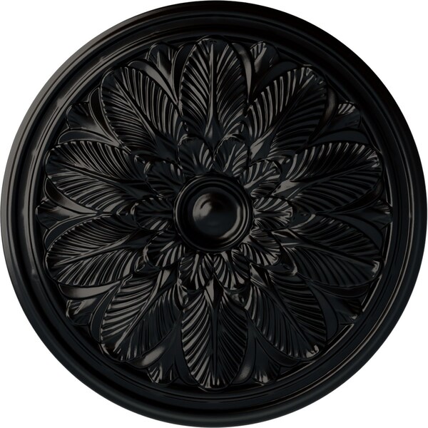 Ekena Millwork Bordeaux Ceiling Medallion (Fits Canopies up to 3 1/4"), Hand-Painted Jet Black, 22 5/8"OD x 1 3/4"P CM22BOBLF - main
